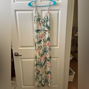 Floral leaf ivory jumpsuit